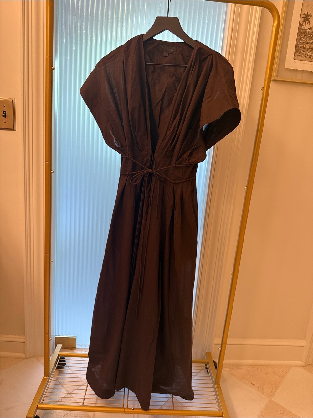 Zara Dark Brown Maxi Dress with Tie Waist